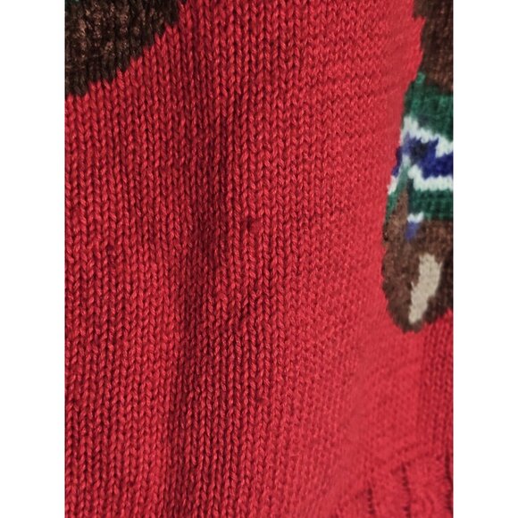 Marisa Christina 1994 Christmas Sweater Size Medium Red Teddy Bears Mock Neck - Picture 13 of 14